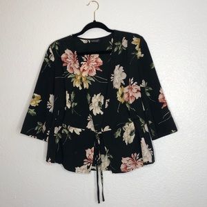 TopShop Floral Tie Front Cardigan